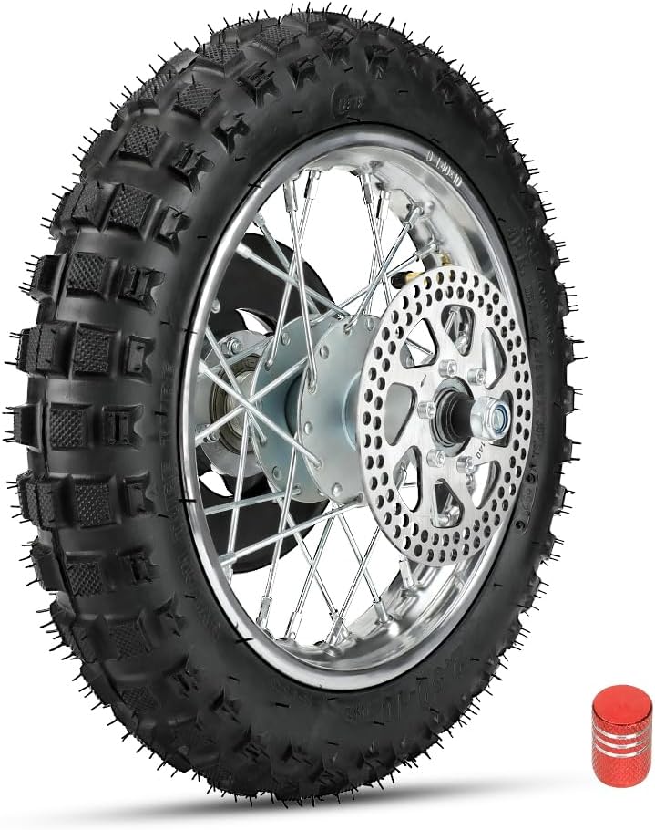 FVRITO Rear Wheel Assembly Replacement for Razor MX500 MX650 SX500 Mini Dirt Rocket Bike 2.50-10 2.50x10 Tire Tube Rim Chain Sprocket Axle Brake Rotor Parts - Image 1